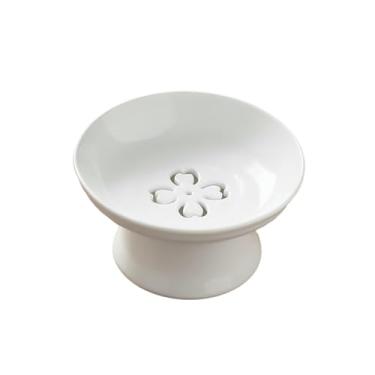 Imagem de Prato de frutas retrô para lanches, prato de nozes japonesas de cerâmica com pé alto - branco pérola - pequeno