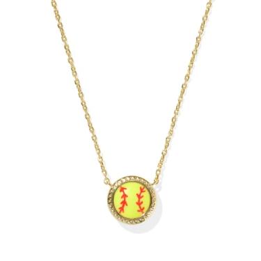 Imagem de Kendra Scott, Colar feminino com pingente curto de softball, magnésio verde-limão dourado, tamanho único, One Size, Latão, Sem Pedra Preciosa