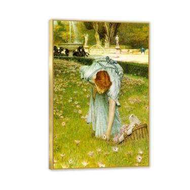 Imagem de Molduras douradas Spring in the Gardens of the Villa Borghese por Lawrence Alma Tadema Prints, reprodução de pintura a óleo, impressão giclée em tela, arte de parede pronta para pendurar para