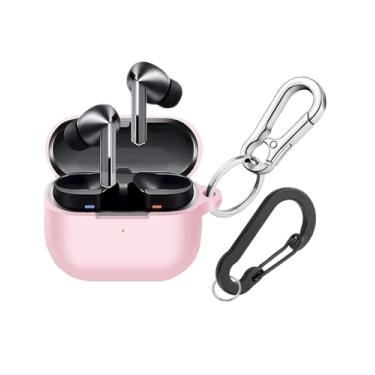 Imagem de Compatível com Samsung Galaxy Buds 3, capa protetora de silicone macio para Galaxy Buds 3 Pro com chaveiro, capa à prova de choque para Galaxy Buds Pro 3 (2024) para mulheres e homens (rosa)