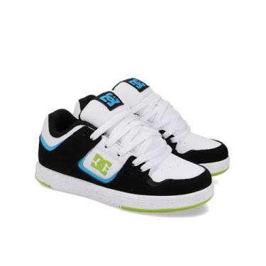 Imagem de DC Shoes Tênis de skate unissex infantil, Preto/Branco/Azul/Verde, 12 Little Kid