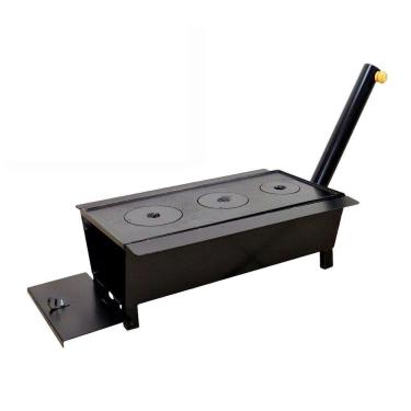 Imagem de Fogão Churrasqueira Caipira Chapa 03 Furo Grelha 60X38X20Cm