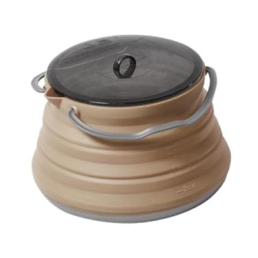 Imagem de oshhni Potão de caldeira de chaleira dobrável de camping portátil com tampa de 1,5l bule de silicone bule de cozinha para churrasco para churrasqueiras para, Cor Da Pele