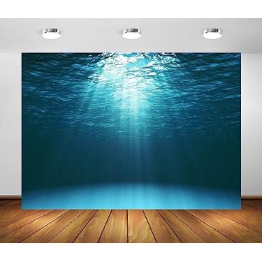 Imagem de BELECO 1,5 x 0,9 m tecido azul fundo oceano profundo sob o mar raios de sol onda de água fundo subaquático mergulho submarino sob o mar decorações de festa aniversário foto adereços, CHA16085-53