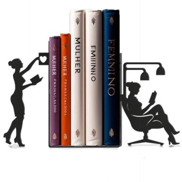 Imagem de Aparador de Livros em Aço – Mulheres & Leitura | Design Sofisticado e Resistente | Ideal para Estantes e Decoração | Indicado para Amantes de Livros | PeculiArtes – Qualidade e Elegância