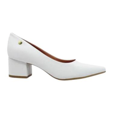 Imagem de Sapato Feminino Scarpin Salto Robusto Vizzano, Branco, 36