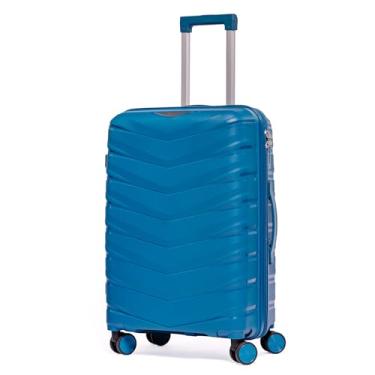 Imagem de Mala De Viajem 23Kg Média Polipropileno 8 Rodas Giro 360º Resistente Cadeado Integrado Zíper Antifurto Para Despachar Tamanho M Rígida Leve (AZUL TURQUESA, MÉDIA)