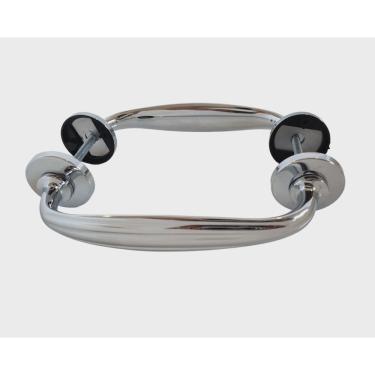 Imagem de Puxador alça M dupla c/ friso latão polido c/ verniz eletrostático (Par)