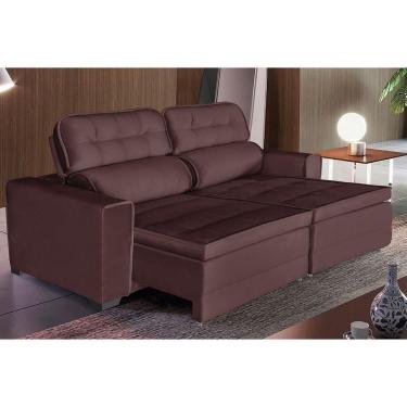 Imagem de Sofá Império 5 Lugares 2,50cm Retrátil E Reclinável - De Casa Décor E Estofados Marrom