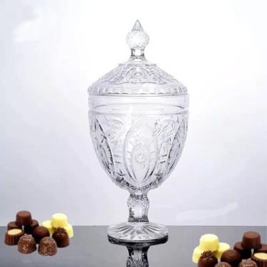 Imagem de Bomboniere De Vidro Baleiro Potiche Tampa Pedestal 32 X 16 - Vacheron,