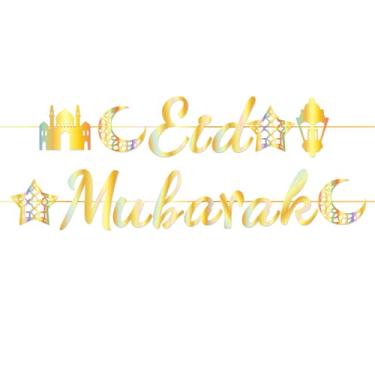 Imagem de CC HOME Decoração Para Festa Com Faixa De Ramadã, Letras Laser Eid Mubarak, Suprimentos Temática, Meninos E Meninas, Sala Aula, Chá Bebê, Aniversário, Bandeiras Penduradas