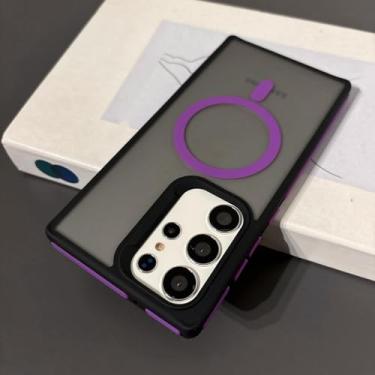 Imagem de MVVKKY Para Samsung S24 Plus Case Fashion Slim Matte Liquid Pc Magnetic Wireless Charging Phone Cover (Para Samsung S24 Plus/ROXO)