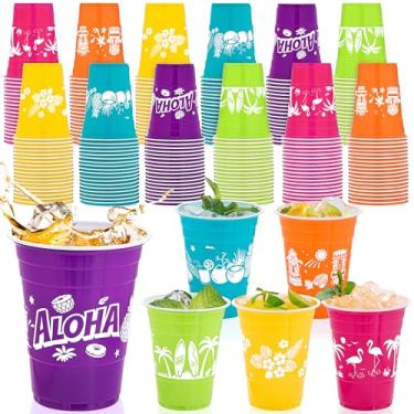 Imagem de Kochorie Copos de festa tropicais, 120 peças, decorações havaianas de 473 ml, copos de praia de coco Tiki descartáveis para decoração de aniversário Moana