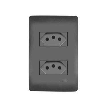 Imagem de Tomada Dupla Fame Habitat Black 2P+T 10A com Placa 4x2 Preta