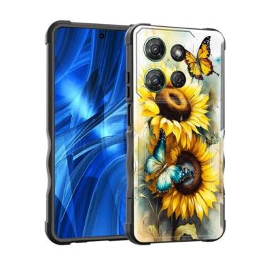 Imagem de EFGWSDER Capa para Moto G 5G 2025, [camada dupla] [proteção contra quedas de grau militar de 3,5 m] Capa resistente à prova de choque para Motorola Moto G 5G 2025 de 6,7 polegadas, borboleta girassol