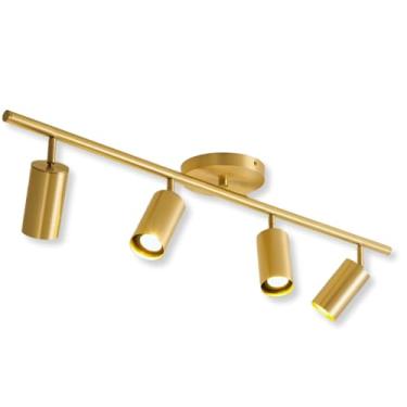 Imagem de Kit Luminária Quatro Spot Led Teto Gold + 4x Lâmpadas Gu10 MR16 Branco Frio