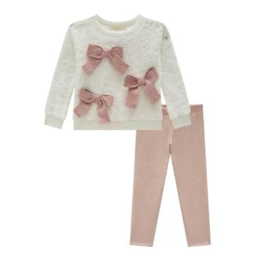 Imagem de Kukie Conjunto Blusao Pelo Calca Legging Fleece Cotele Branco-Feminino