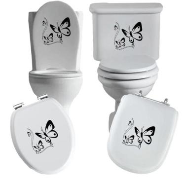 Imagem de Adesivo borboletas vaso sanitário privada caixa acoplada descarga azul