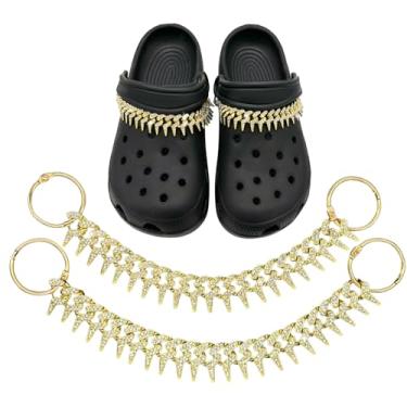 Imagem de 2 peças de correntes brilhantes para mulheres, pingentes góticos para sandálias de tamanco, pingentes de strass punk de cristal da moda para meninas, homens, adolescentes e adultos, berloque brilhante