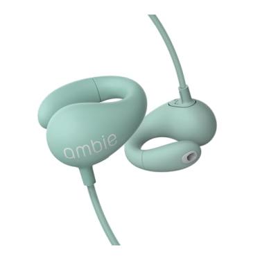 Imagem de ambie Fones de ouvido de som – Fones de ouvido abertos com clipe de orelha com fio de 3,5 mm com microfone embutido e fácil controle de volume | Fone de ouvido estilo manguito de pressão | Silicone