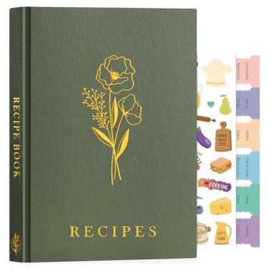Imagem de Lanpn Caderno de receitas em branco para escrever em suas próprias receitas, capa de couro B5, à prova d'água, caderno de culinária vazio para 70 receitas, livro de receitas com adesivos para