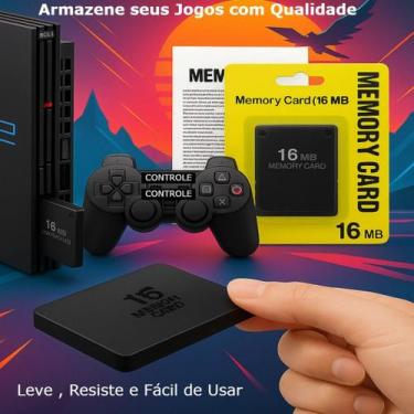 Imagem de Memory Card 16MB Compatível Ps2 PlayStation Cartão de Memória Jogos Ar