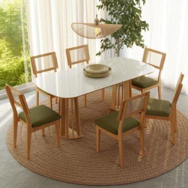 Imagem de Conjunto de Jantar 6 Lugares Mesa 1,80m em MDF e Base Ripada - Dalla C