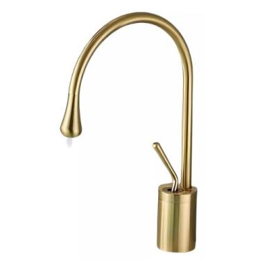 Imagem de Torneira Lavabo Gold Escovado Premium Quente E Frio Luxo Banheiro Dour