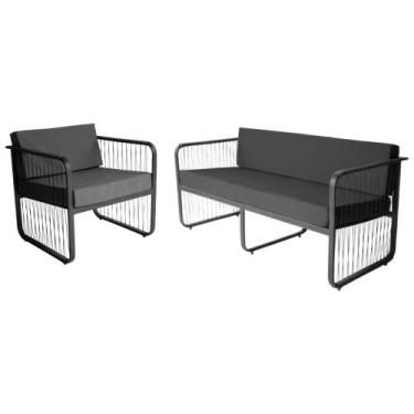 Imagem de Conjunto 1 Namoradeira e 1 Poltrona Área Externa Santiago Em Alumínio 