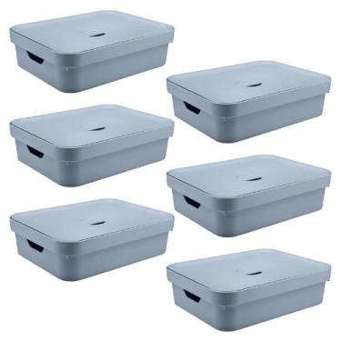 Imagem de Caixa Organizadora Ou Plastico 16L Cube Azul 06 Unidades