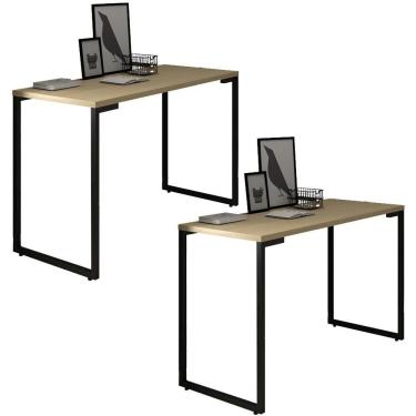Imagem de Kit 2 Mesas Escritório 120cm Estilo Industrial New Port F02 Nature - Mpozenato