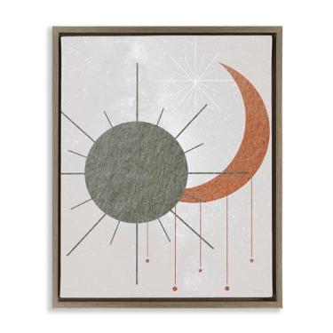 Imagem de Stupell Industries Sol e Lua em Estilo Minimal Marrom Emoldurado Tela Flutuante Arte de Parede Design por Daniela Santiago, 43 x 53 cm