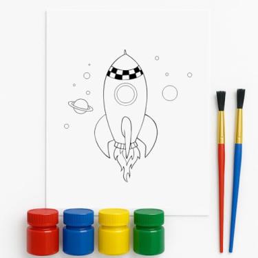 Imagem de Kit de Pintura Infantil com Folha de Desenho A6, Meu Pequeno Artista (Foguete A6)