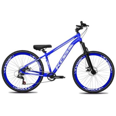 Imagem de Bicicleta Aro 26 KOG Freeride 1x7 – Estilo Grau, Suspensão 29”, Freios a Disco, Aros Vmaxx Neon – Bike Urbana de Alta Performance, Azul Cobalto, Adesivo Branco,Vmaxx Azul