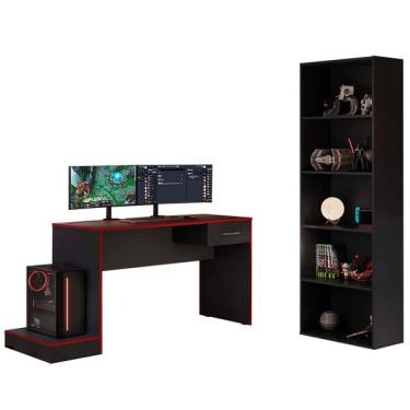 Imagem de Mesa Gamer 1 Gaveta E Estante Livreiro Arly