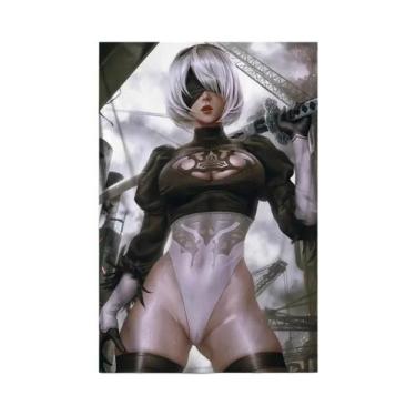 Imagem de Tamanho Grande NieR Automata 2B Sexy Anime Girl Canvas Poster Wall Art