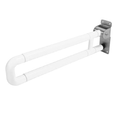 Imagem de Luocute Barra de Garganta de Vaso Sanitário, Barra de Grama de Trilho de Suporte de Suporte Dobrável, Corrimãos de Segurança de Handicap de Aço Inoxidável para Idosos Com Deficiência, (Branco)