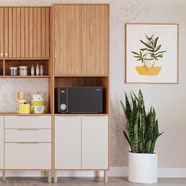 Imagem de Torre Quente 4 Portas 1 Nicho Para Forno ou Microondas Divina Freijó/Offwhite