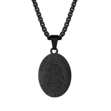 Imagem de Rofusn Colar masculino de São Miguel, o Arcanjo: Medalha Católica de Aço Inoxidável Amuleto Pingente Colar Aniversário Natal Páscoa Joias Presentes 60 cm, 23.6inch, Aço inoxidável, Sem Pedra Preciosa