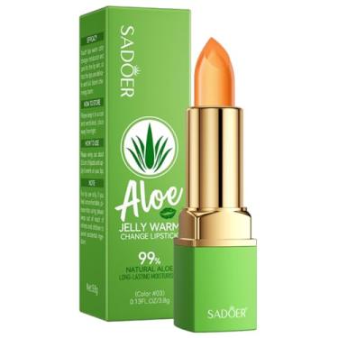 Imagem de SADOER Aloe Jelly Mudança de Cor a Calor, Batom Jelly, Hidratante com Brilho de Longa Duração, 5 Tons, 3,8g (Batom #03 3,8g)