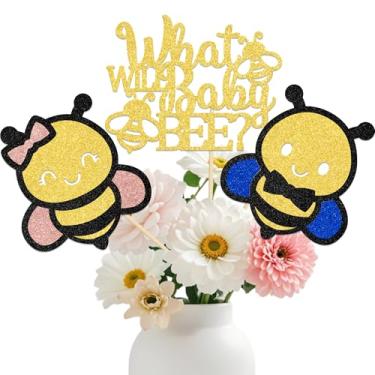 Imagem de KEWUFD 12PCS What Will It Bee Centerpieces Sticks Baby Shower Bee Themed Gender Reveal Party Decoration Supplies(Double-Sided Paper)