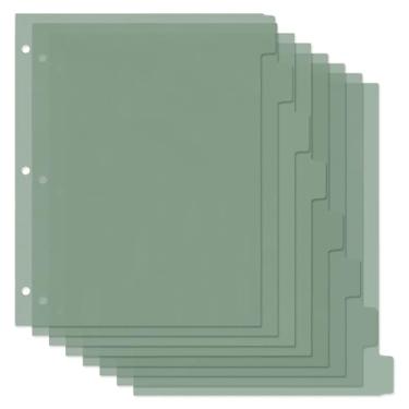 Imagem de Buqoo Divisores de 3 Argolas com Abas, Verde, 3 Furos, 8,4x10,9", Separadores de Plástico para Fichário, Separadores de Página de Índice com 8 Abas para Cadernos, Separadores para(8,5×10,9 Pol. Verde)