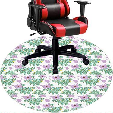 Imagem de Tapete de cadeira de escritório com flores, textura de flor, tapete de cadeira de mesa para piso de madeira de escritório em casa, protetor de piso de pilha baixa, redondo 119 cm