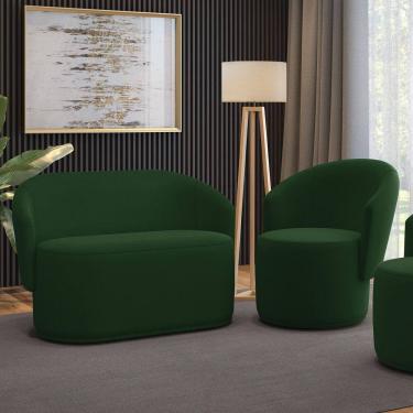 Imagem de Sofá Namoradeira e Poltrona Orgânica para Sala Malu Suede M11 - D`Rossi