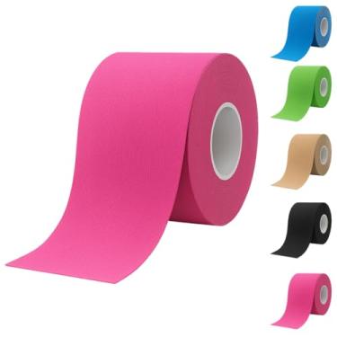 Imagem de Kinésio Fita Bandagem Elástica Tape Adesiva Fisioterapia Recuperação Muscular Rolo 5 Metros Auxília em Lesões e Dores de Atividades Físicas (Rosa)