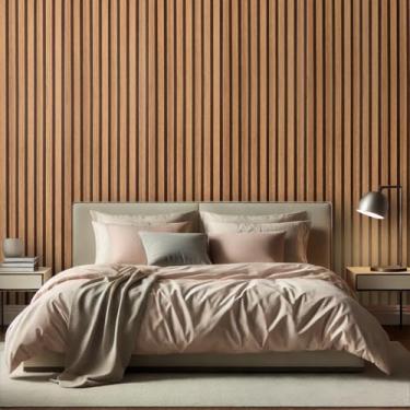 Imagem de Papel de Parede Imita Madeira Ripado, Lavável Autocolante Ripas de Madeira 10 Metros (Ripado Reno Escuro)