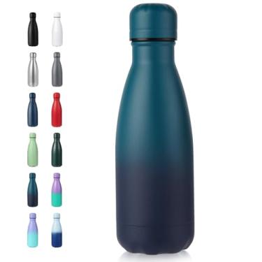 Imagem de Volhoply Garrafa de água pequena de 340 g, aço inoxidável, sem BPA, garrafa de água isolada de parede dupla, mantém frio por 24 horas e quente por 12 horas para bolsa infantil (noite escura)