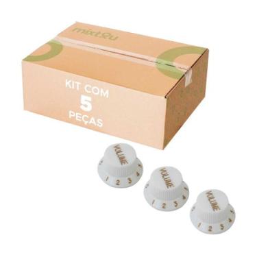 Imagem de 5x Knob P/ Guitarra Baixo Volume Redondo - Kn-137a Branco - PIX, 075-0