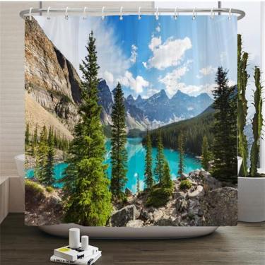 Imagem de Cortina de chuveiro natureza floresta tela de banheiro árvores cenário cortinas poliéster pano decoração para casa cortinas de banho, JK5270, L90 x A180 cm