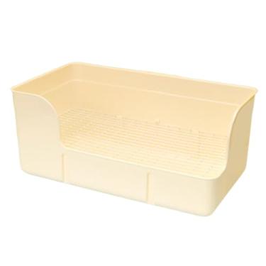 Imagem de KiBcsLic Caixa de areia para coelhos de estimação, bandeja de mictório para coelhos, caixa de areia de canto, de banheiro de canto para furões, Bege